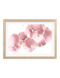 Made Pink Petal Whispers Art Print Frame in Natural