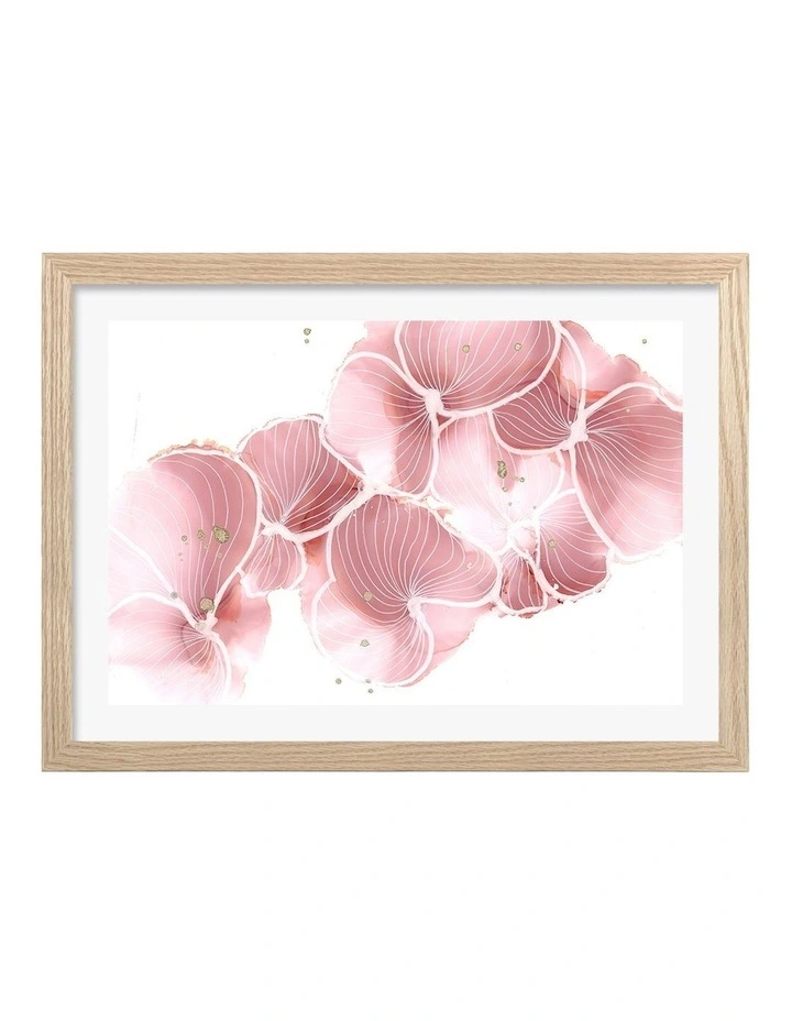 Made Pink Petal Whispers Art Print Frame in Natural image 1