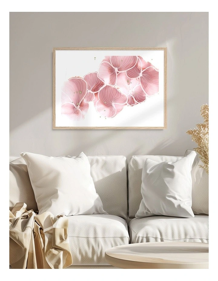 Made Pink Petal Whispers Art Print Frame in Natural image 2