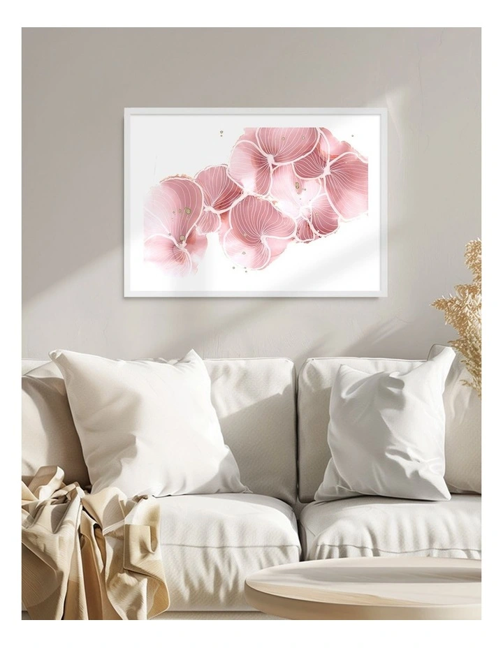 Made Pink Petal Whispers Art Print Frame in White image 2