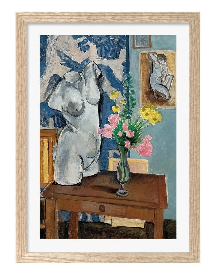 Made Plaster Torso Art Print Frame in Natural image 1