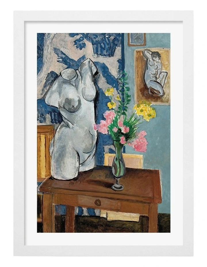 Australian Made Plaster Torso Art Print White Frame image 1