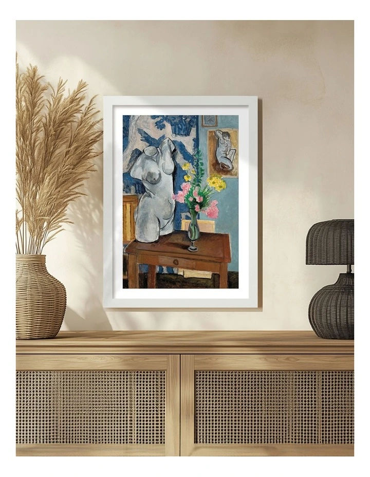 Australian Made Plaster Torso Art Print White Frame image 2