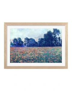 Australian Made Poppy Field Art Print Natural Frame