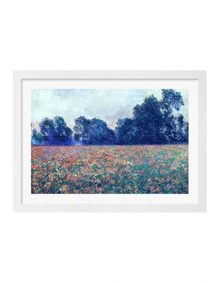 Australian Made Poppy Field Art Print White Frame image 1
