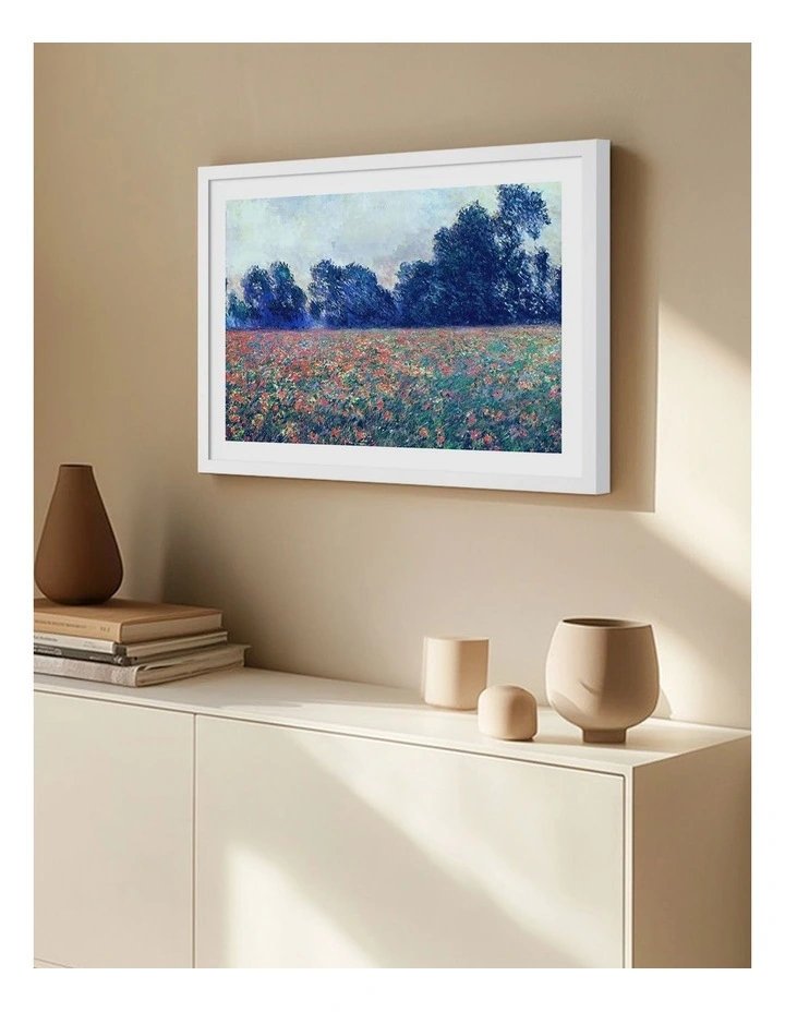 Australian Made Poppy Field Art Print White Frame image 2