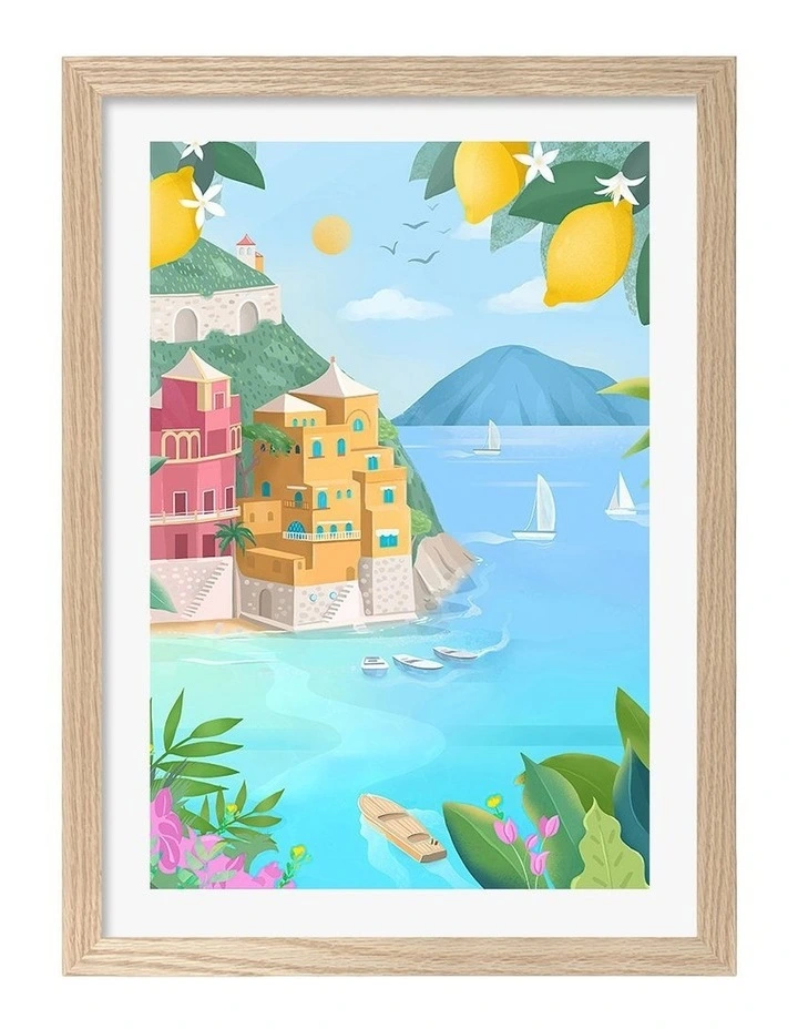 Australian Made Portofino Art Print Natural Frame image 1