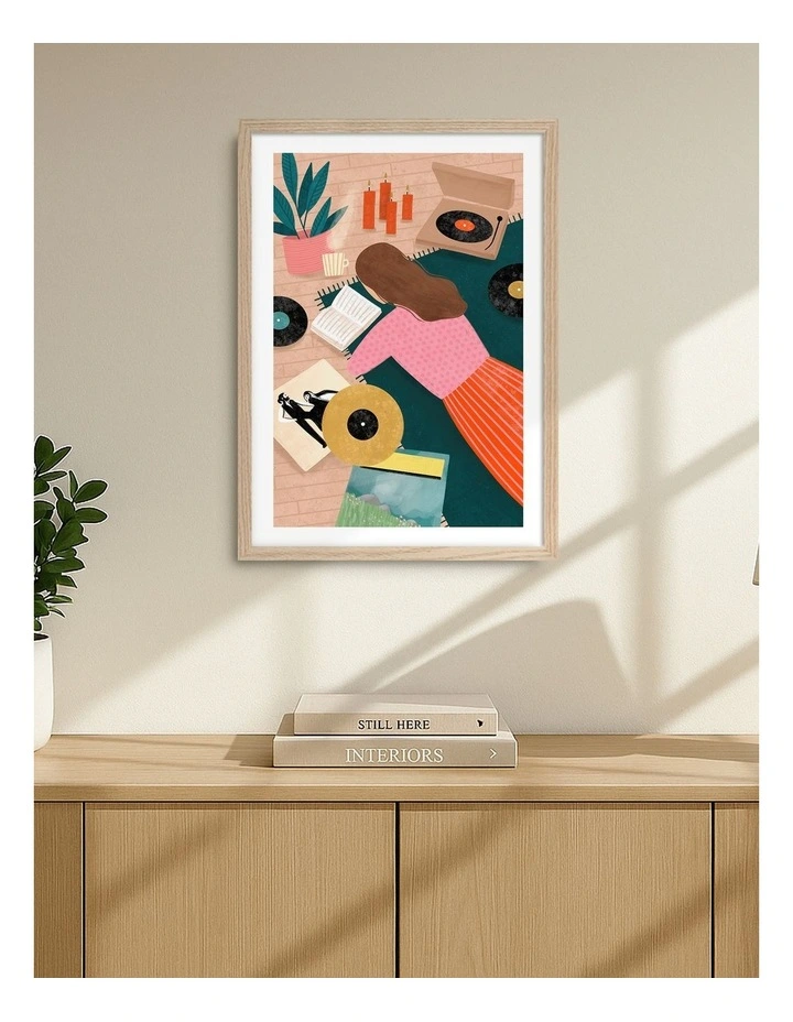 Australian Made Record Playing Art Print Natural Frame image 2