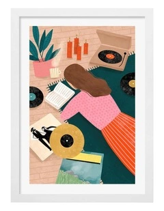 Australian Made Record Playing Art Print White Frame