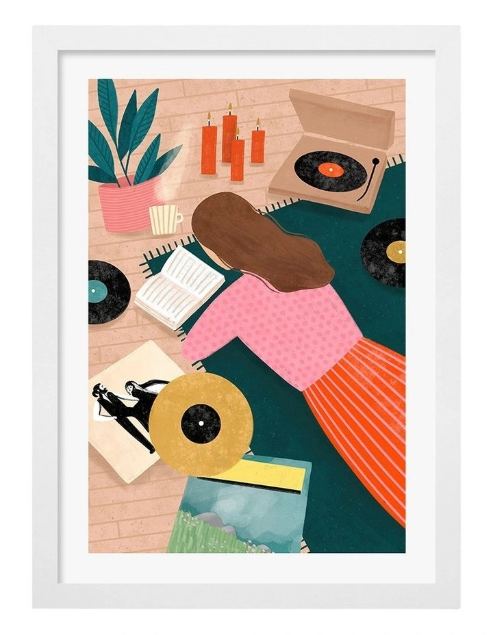 Australian Made Record Playing Art Print White Frame image 1