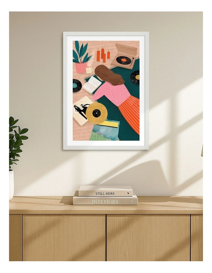 Australian Made Record Playing Art Print White Frame image 2