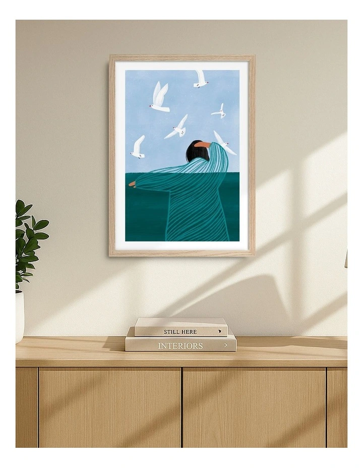 Australian Made Seaside Serenity Art Print Natural Frame image 2