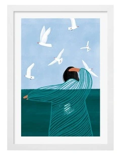 Australian Made Seaside Serenity Art Print White Frame