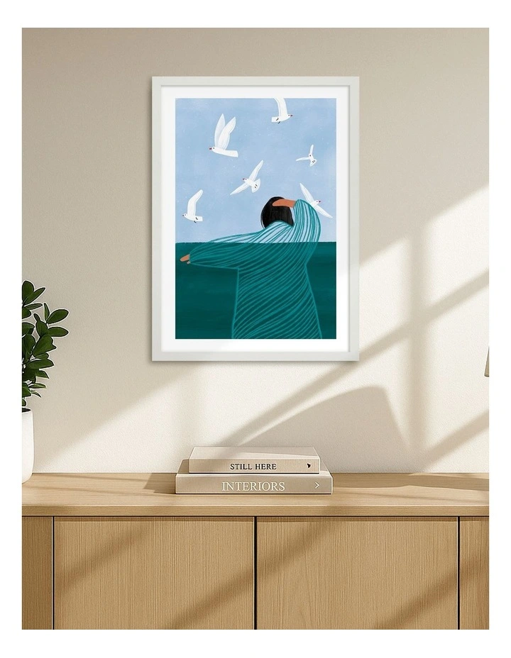 Australian Made Seaside Serenity Art Print White Frame image 2