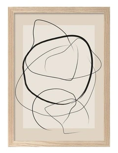 Australian Made Soft Abstract Lines Art Print Natural Frame