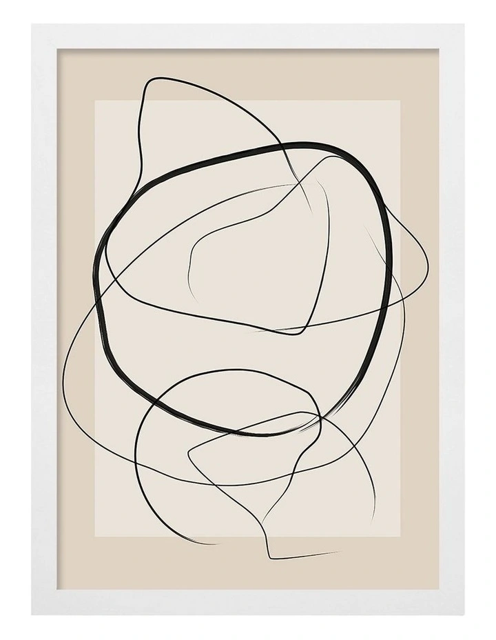 Australian Made Soft Abstract Lines Art Print White Frame image 1