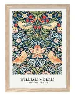 Australian Made Strawberry Thief Art Print Natural Frame