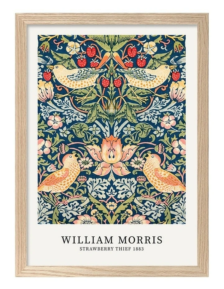 Australian Made Strawberry Thief Art Print Natural Frame image 1