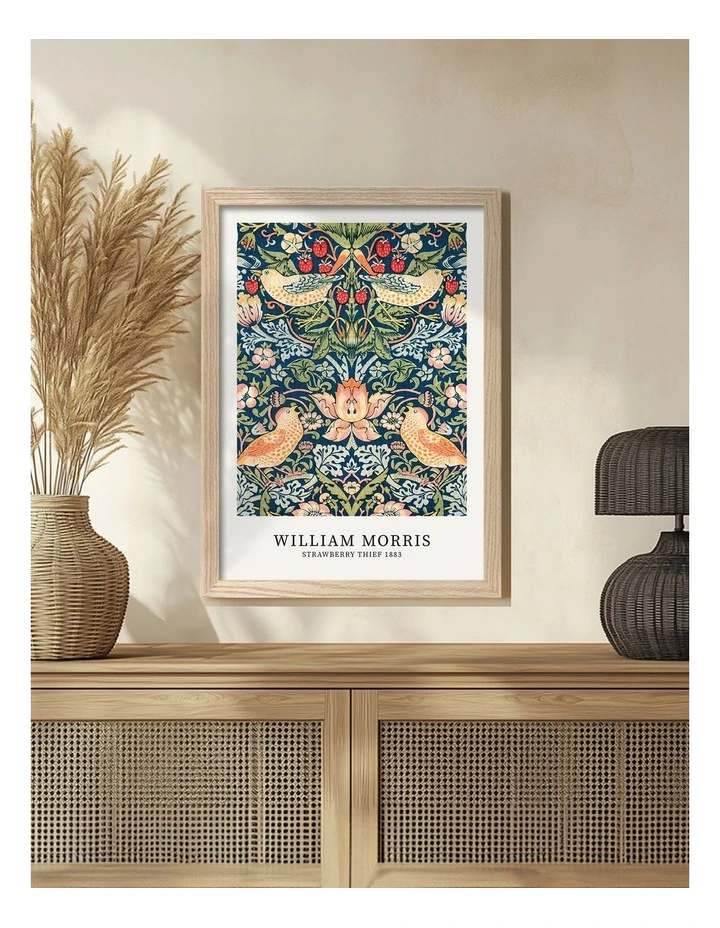 Australian Made Strawberry Thief Art Print Natural Frame image 2