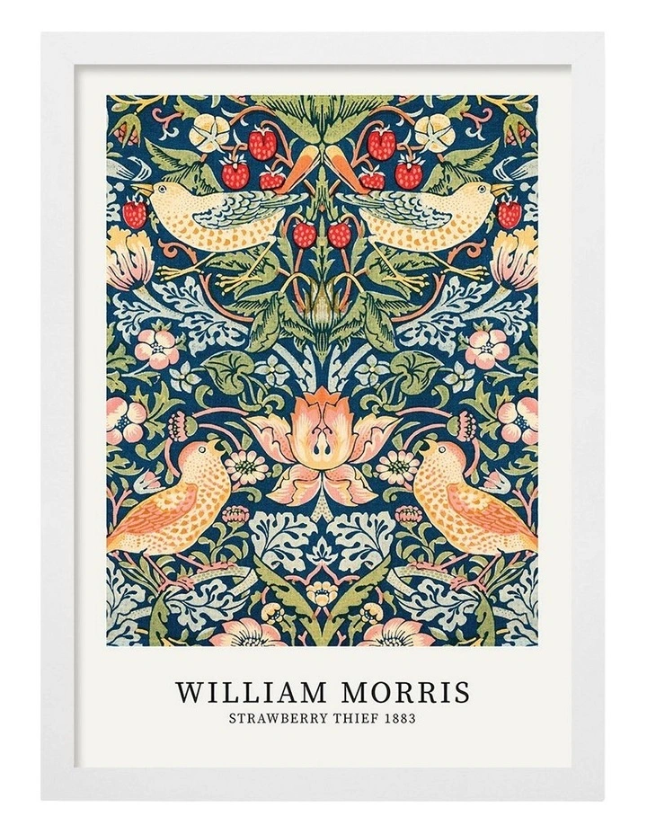 Australian Made Strawberry Thief Art Print White Frame image 1