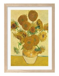 Australian Made Sunflower Art Print Natural Frame