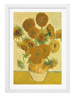 Australian Made Sunflower Art Print White Frame