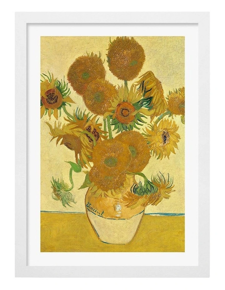 Australian Made Sunflower Art Print White Frame image 1