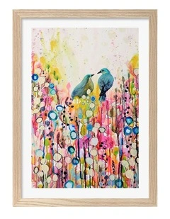 Australian Made Tell Me Art Print Natural Frame