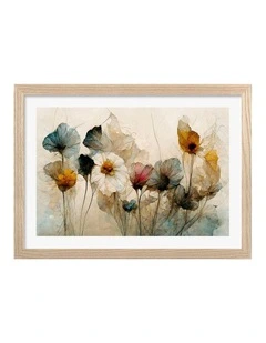 Australian Made Whispering Blooms Print Art Print Natural Frame