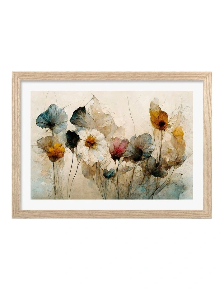 Australian Made Whispering Blooms Print Art Print Natural Frame image 1
