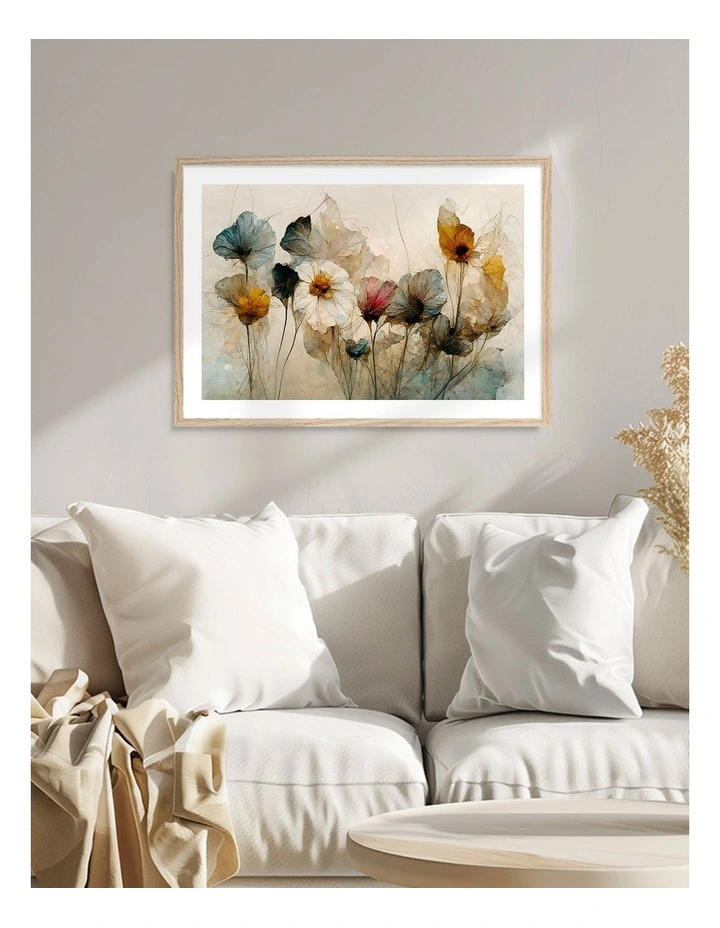 Australian Made Whispering Blooms Print Art Print Natural Frame image 2