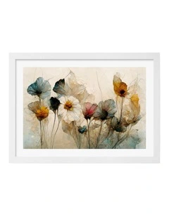Australian Made Whispering Blooms Print Art Print White Frame