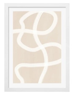 Australian Made White Brush Stroke 1 Art Print White Frame