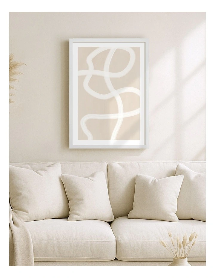 Australian Made White Brush Stroke 1 Art Print White Frame image 2