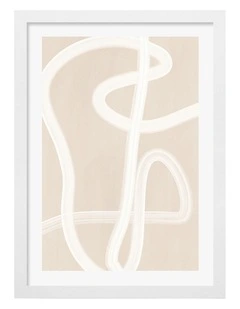 Australian Made White Brush Stroke 2 Art Print White Frame