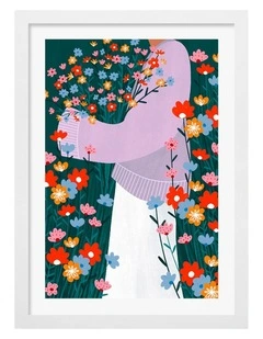 Australian Made Wildflower Garden Art Print White Frame