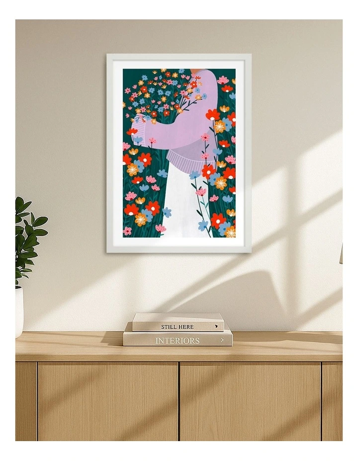 Australian Made Wildflower Garden Art Print White Frame image 2