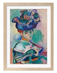 Australian Made Matisse Woman with a Hat Art Print Natural Frame