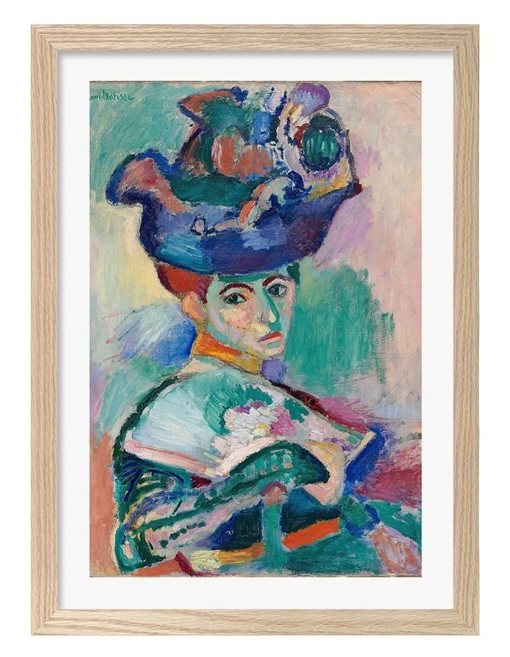 Australian Made Matisse Woman with a Hat Art Print Natural Frame image 1