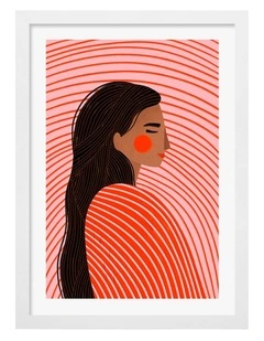 Australian Made Woman With The Lines Art Print White Frame