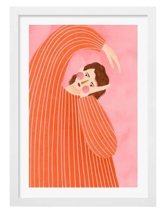 Australian Made Woman With The Orange Dress Art Print White Frame