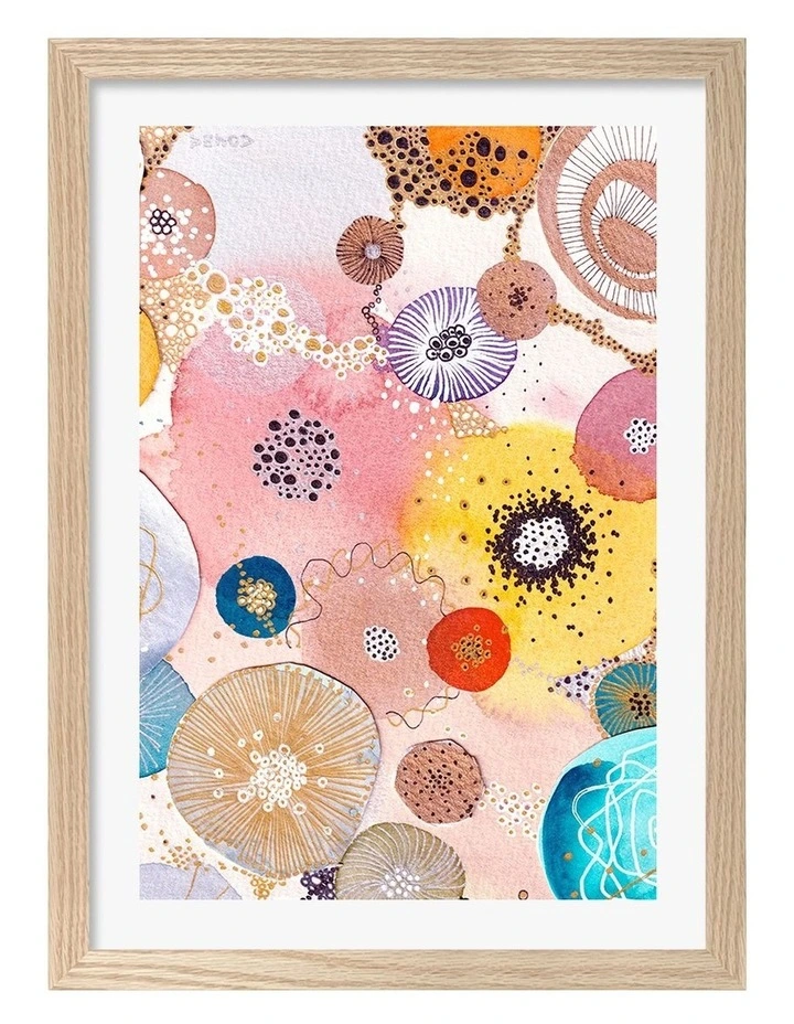 Australian Made White Rabbit Art Print Natural Frame image 1