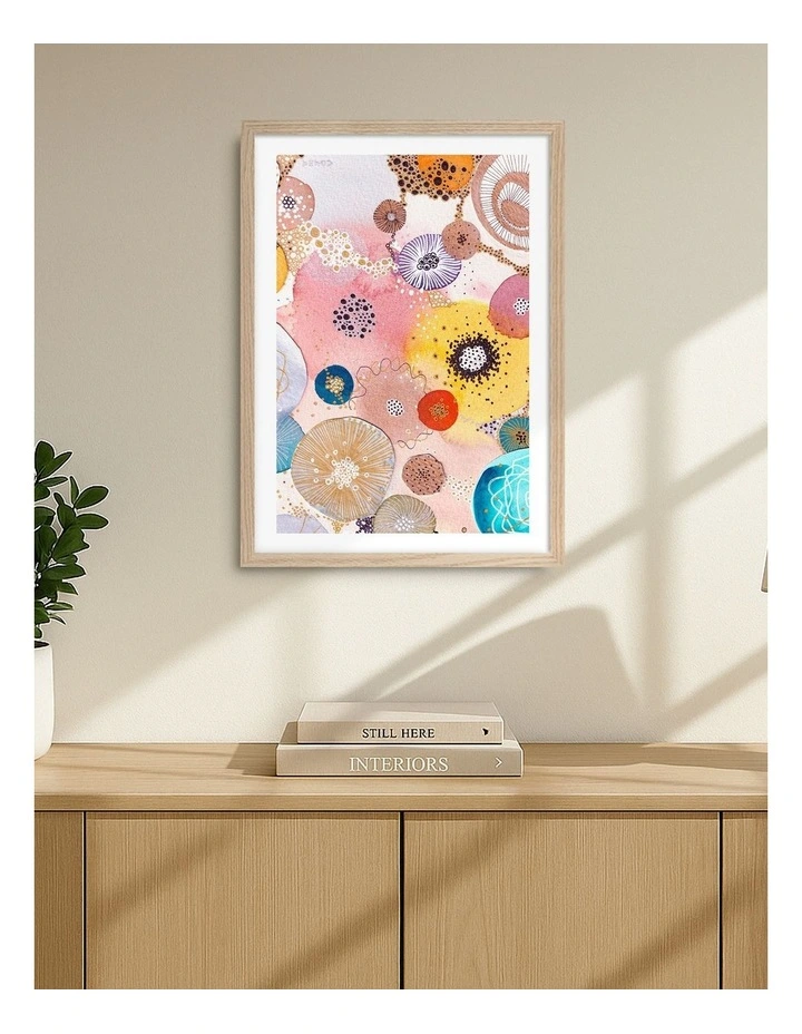 Australian Made White Rabbit Art Print Natural Frame image 2