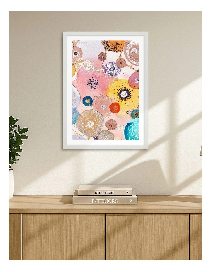 Australian Made White Rabbit Art Print White Frame image 2