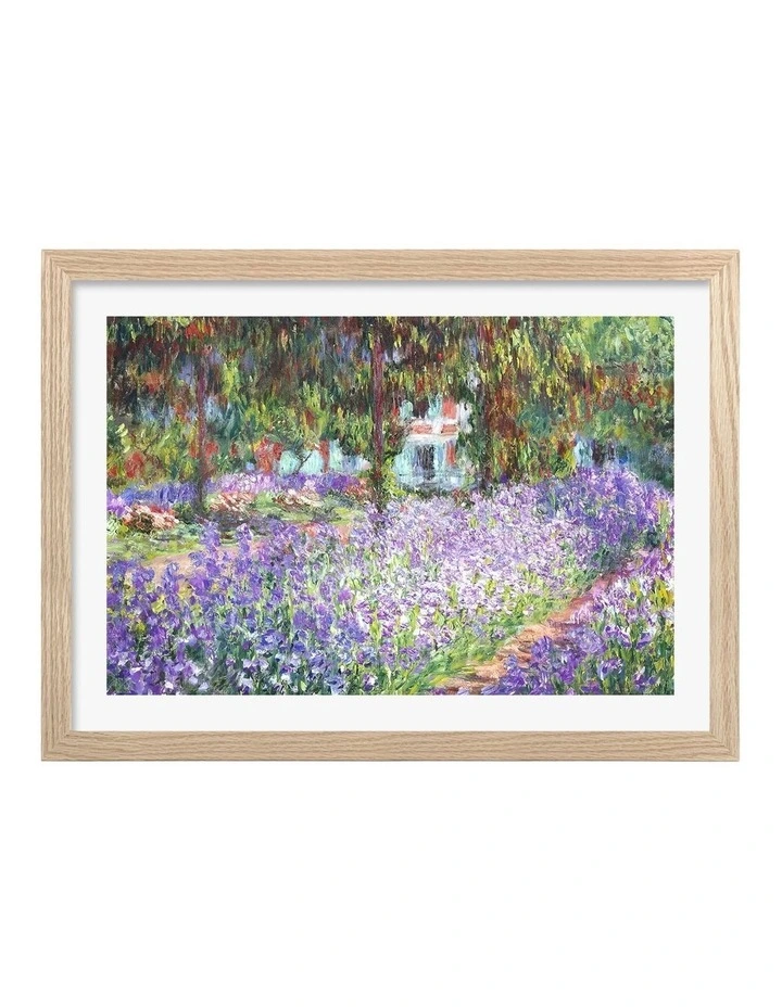 Australian Made Artists Garden (Monet) Art Print Natural Frame image 1