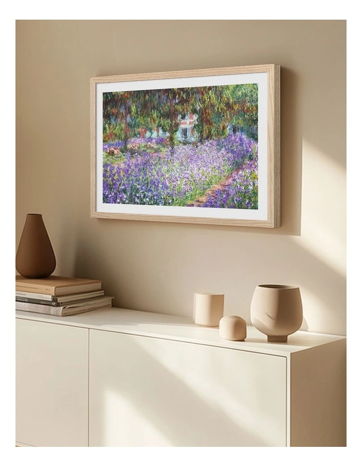 Australian Made Artists Garden (Monet) Art Print Natural Frame image 2