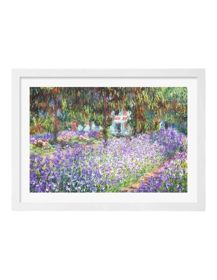 Australian Made Artists Garden (Monet) Art Print White Frame image 1