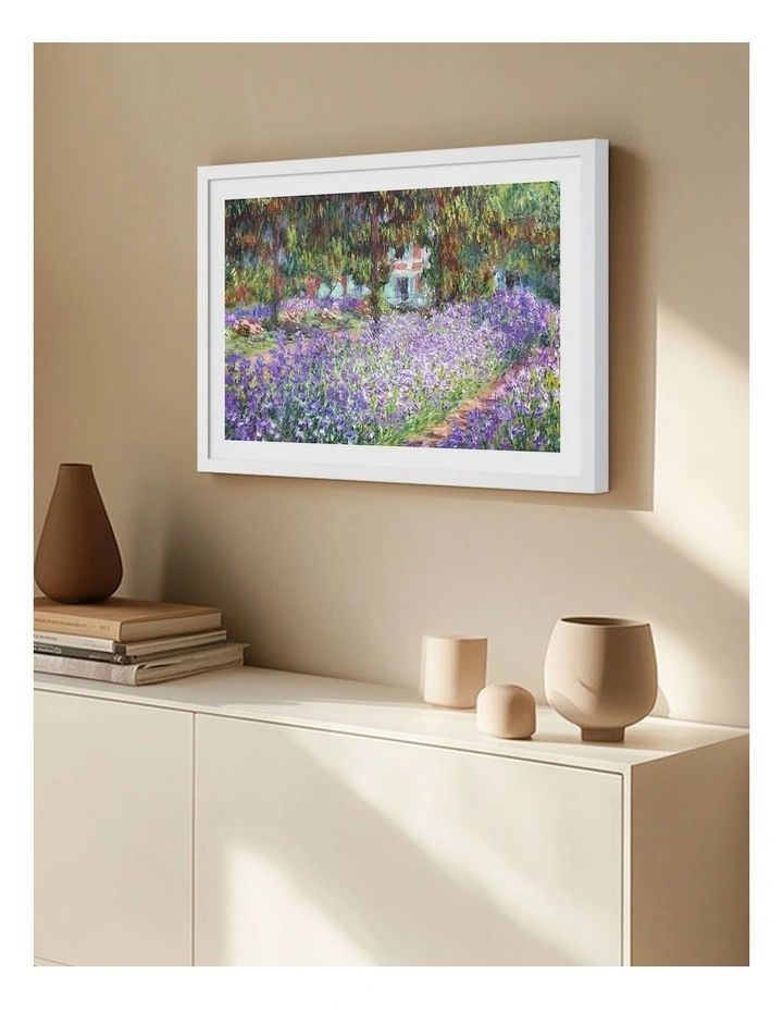 Australian Made Artists Garden (Monet) Art Print White Frame image 2