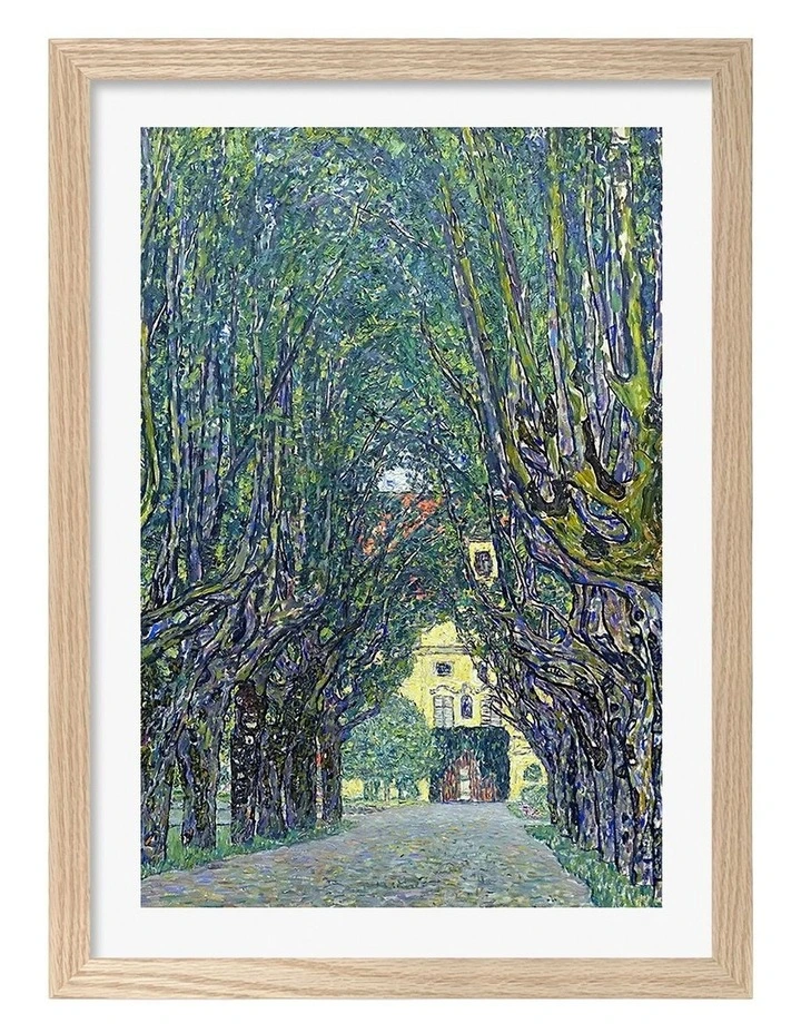Australian Made Avenue in the Park (Klimt) Art Print Natural Frame image 1