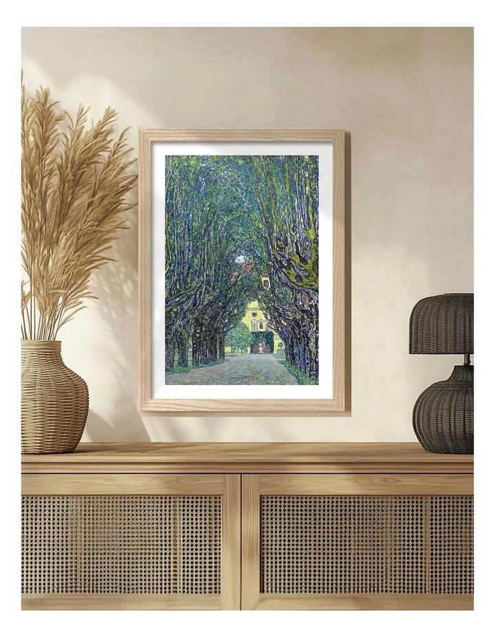 Australian Made Avenue in the Park (Klimt) Art Print Natural Frame image 2